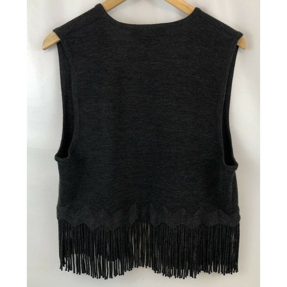 Maggy London Black Fringe Knit Vest  Sweater SZ Sm - Picture 2 of 5